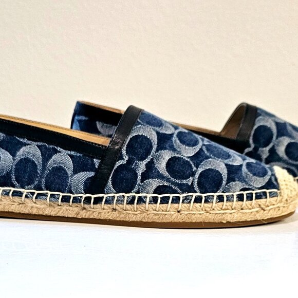 Coach Womens Collins Denim Espadrilles Slip Shoe Size 8 Navy Signature Canvas - Picture 3 of 9